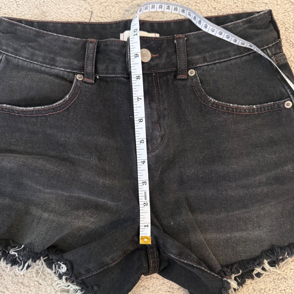 BDG Urban Outfitters A-Line Cutoff Denim Short Black Frayed Hem Size 26 - Picture 8 of 9